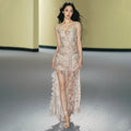 AGAM Lace Stitching Slim Suspender Dress