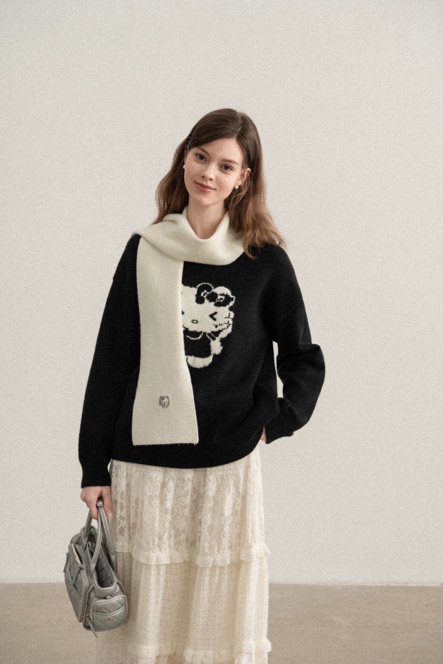 Cantonstory Crew Neck Versatile Loose Slimming Knit Sweater