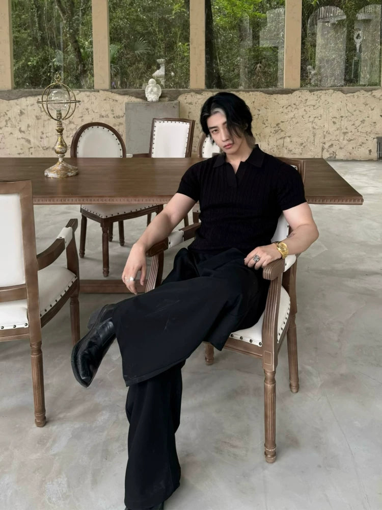 BALITONE Vintage Slim-Fit Knitted Polo Shirt