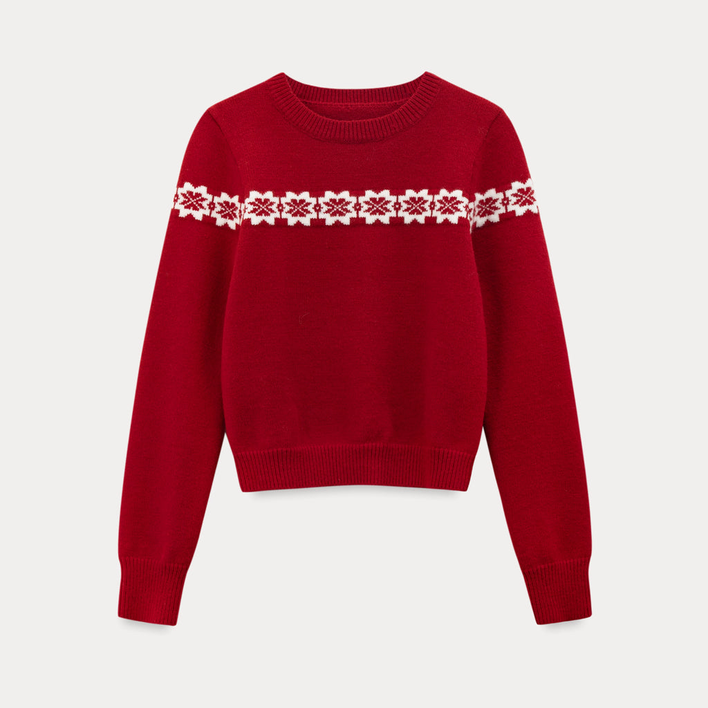EGGKA crew neck jacquard cardigan + turtleneck short-sleeved knitted sweater