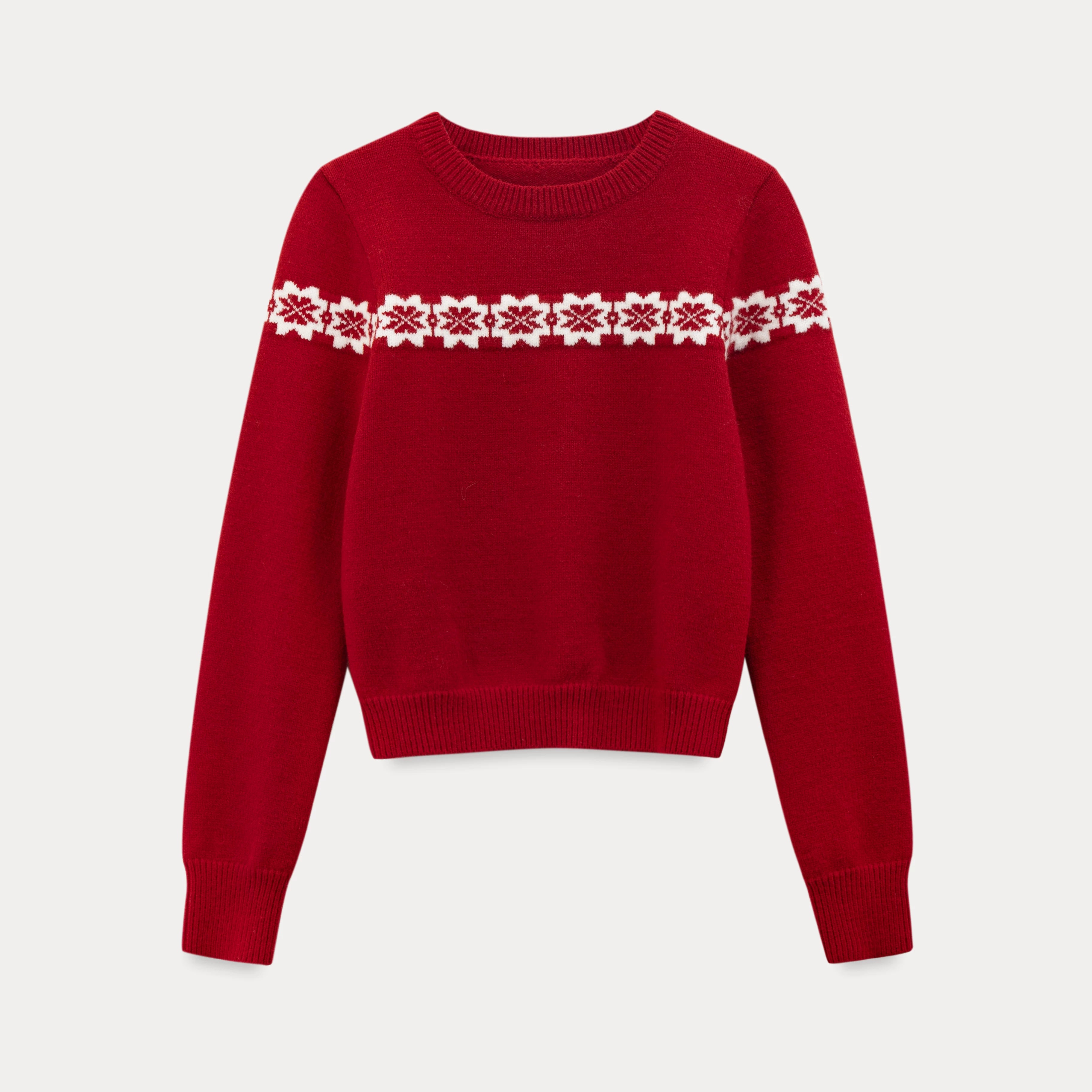 EGGKA crew neck jacquard cardigan + turtleneck short-sleeved knitted sweater
