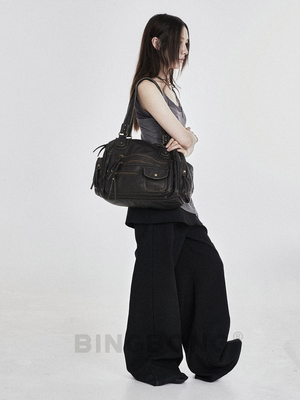 BINGBONG Locomotive Wind Tote Bag Commuter Soft Messenger Bag