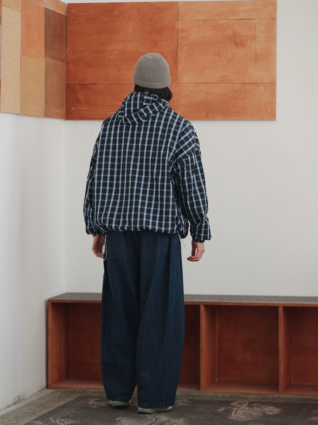 NOEARS Vintage Plaid Loose Hooded Plaid Jacket