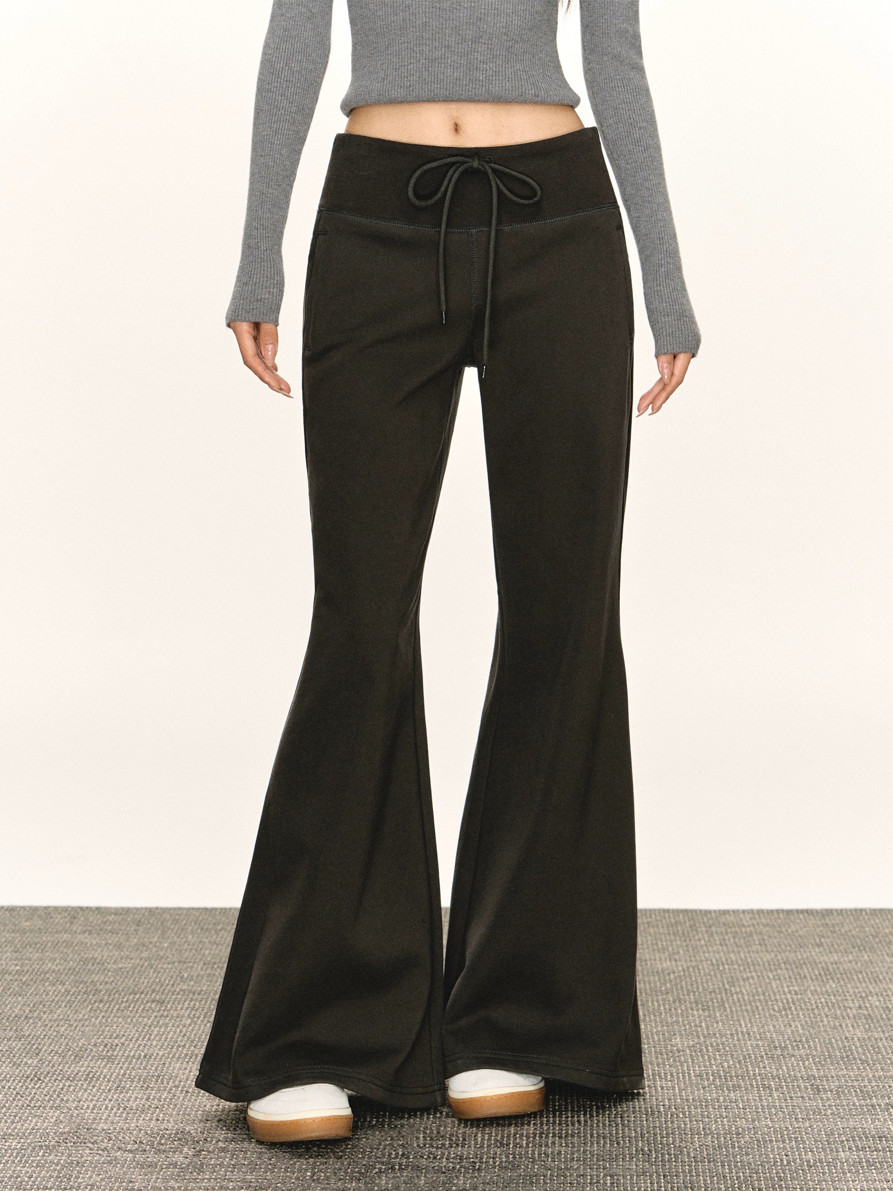 Ariseism Vintage Wide Waist Wide Leg Flared Casual Pants