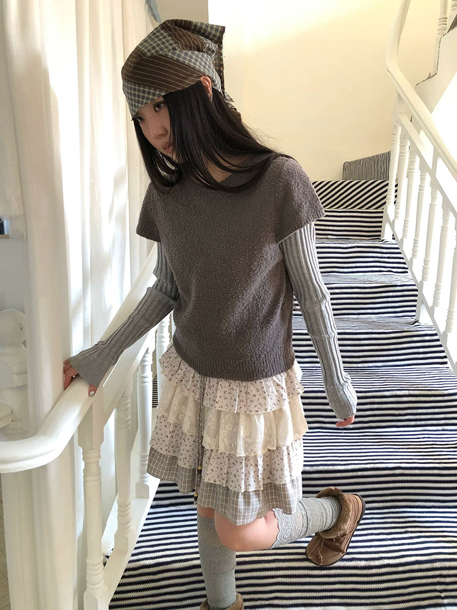 Ang: Project Vintage Crew Neck Front Shoulder Knitted Tee