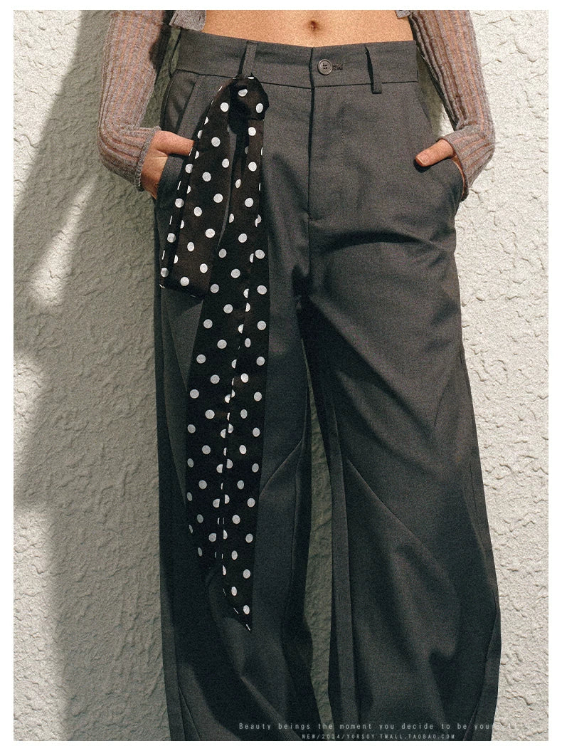 YORSOY Retro Polka Dot Thin and Narrow Silk Scarf
