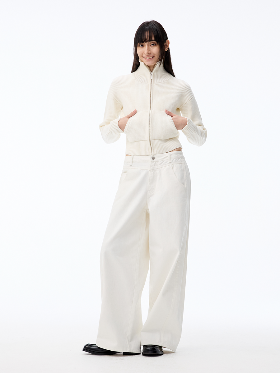 JCAESAR WOMEN Pit Strip Thick Pit Strip Micro Slim-fit Knitted Cardigan