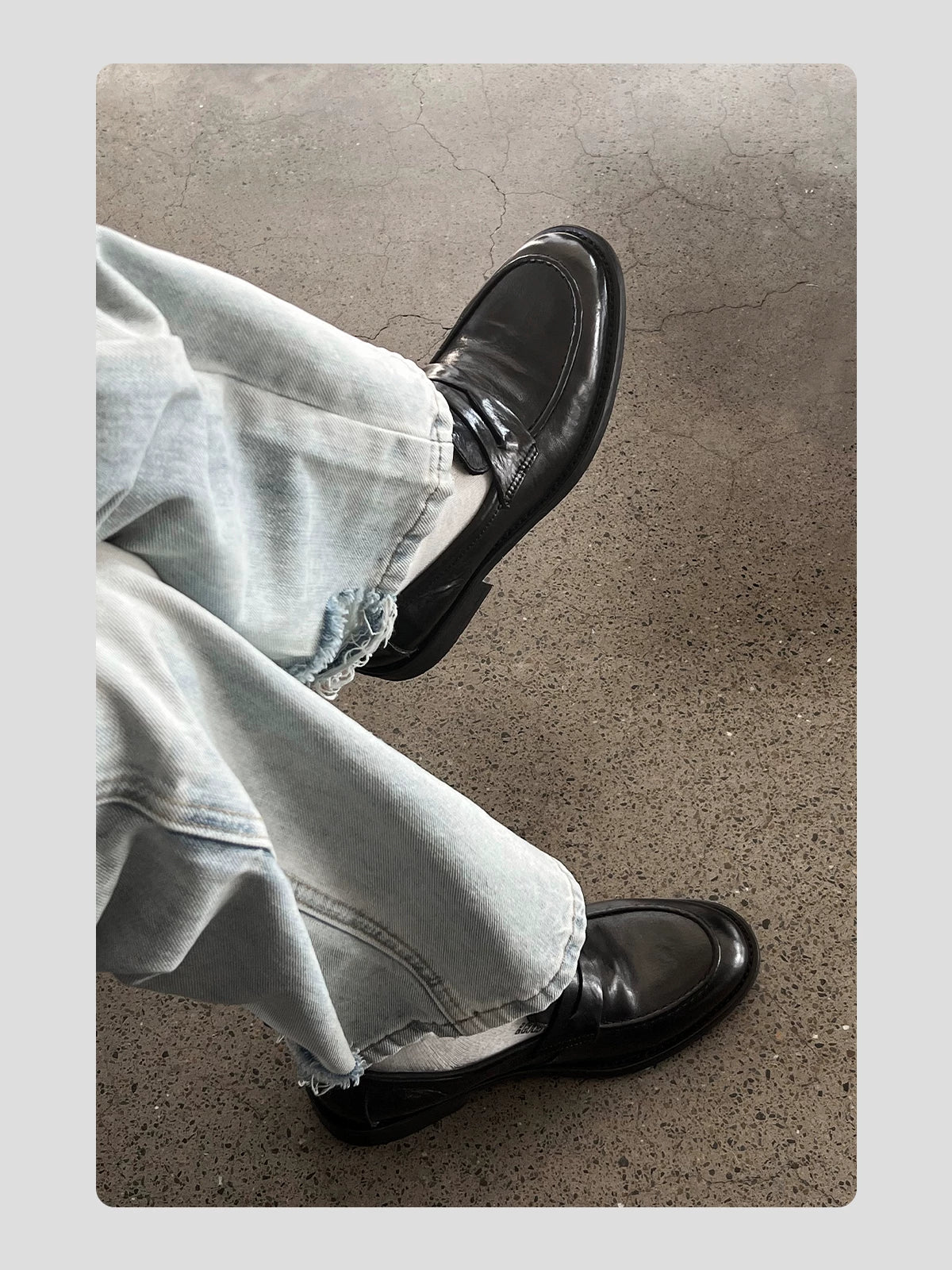 HANQIAORJI Washed Old Horse Leather One-pedal Loafers