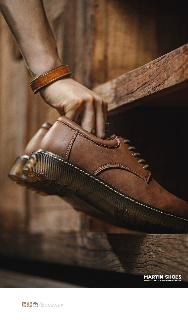 Maden Casual Versatile Big Head Leather Shoes