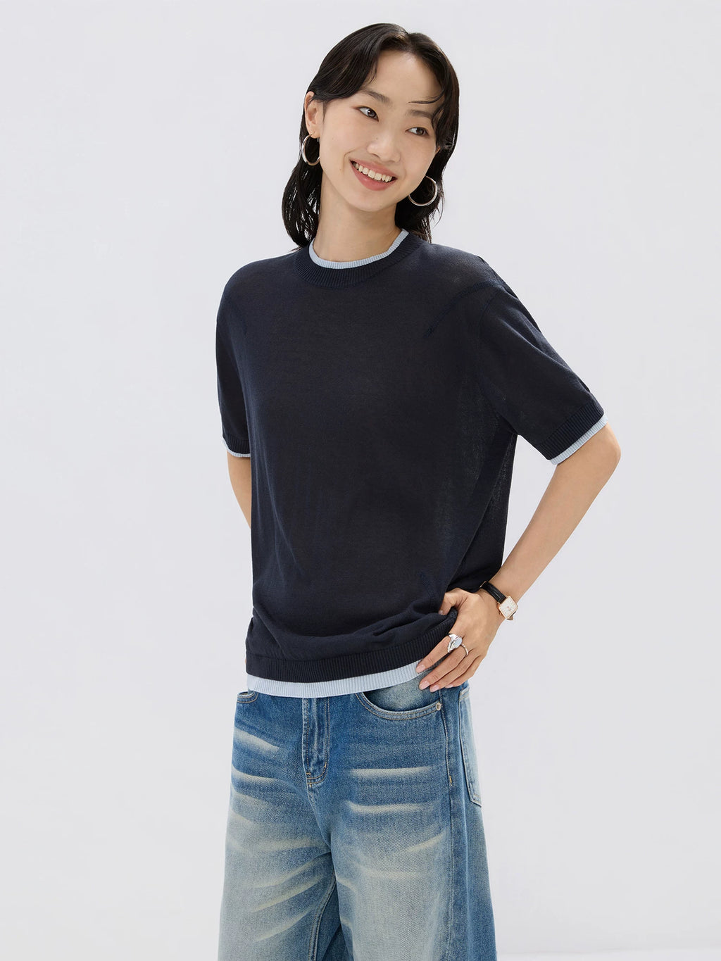 Sameuoo Versatile Casual Knit Tee