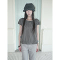 ANG: Project Retro Plaid Bubble Sleeve Waist Short Shirt