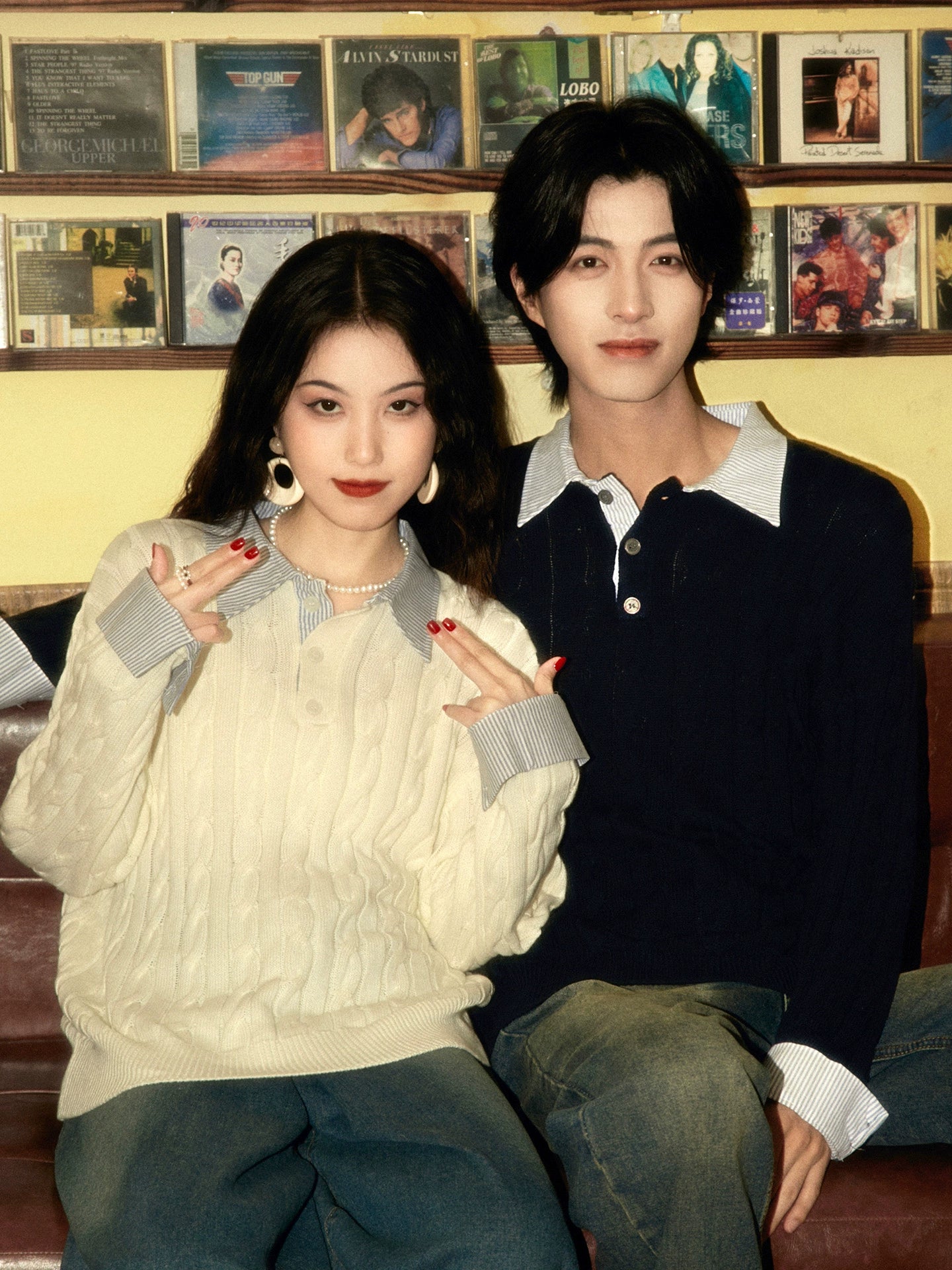 ALOHA Vintage Lazy Slack Fake Two-piece Sweater