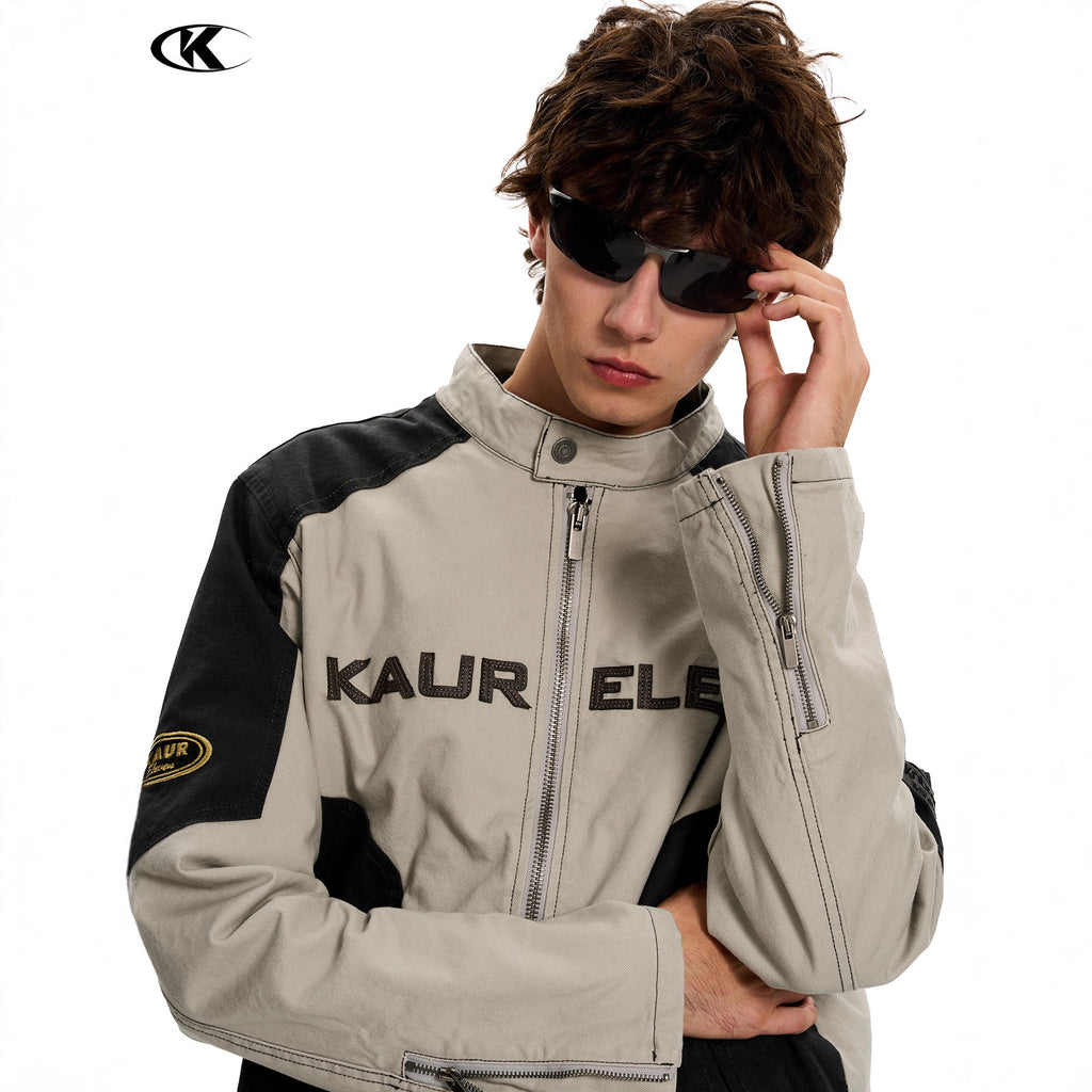 11KN Vintage Loose Letter Casual Zipper Jacket