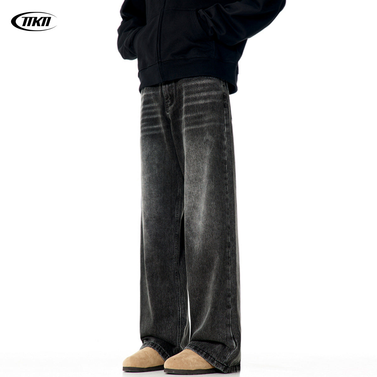 11KN  washed old straight drape Jeans