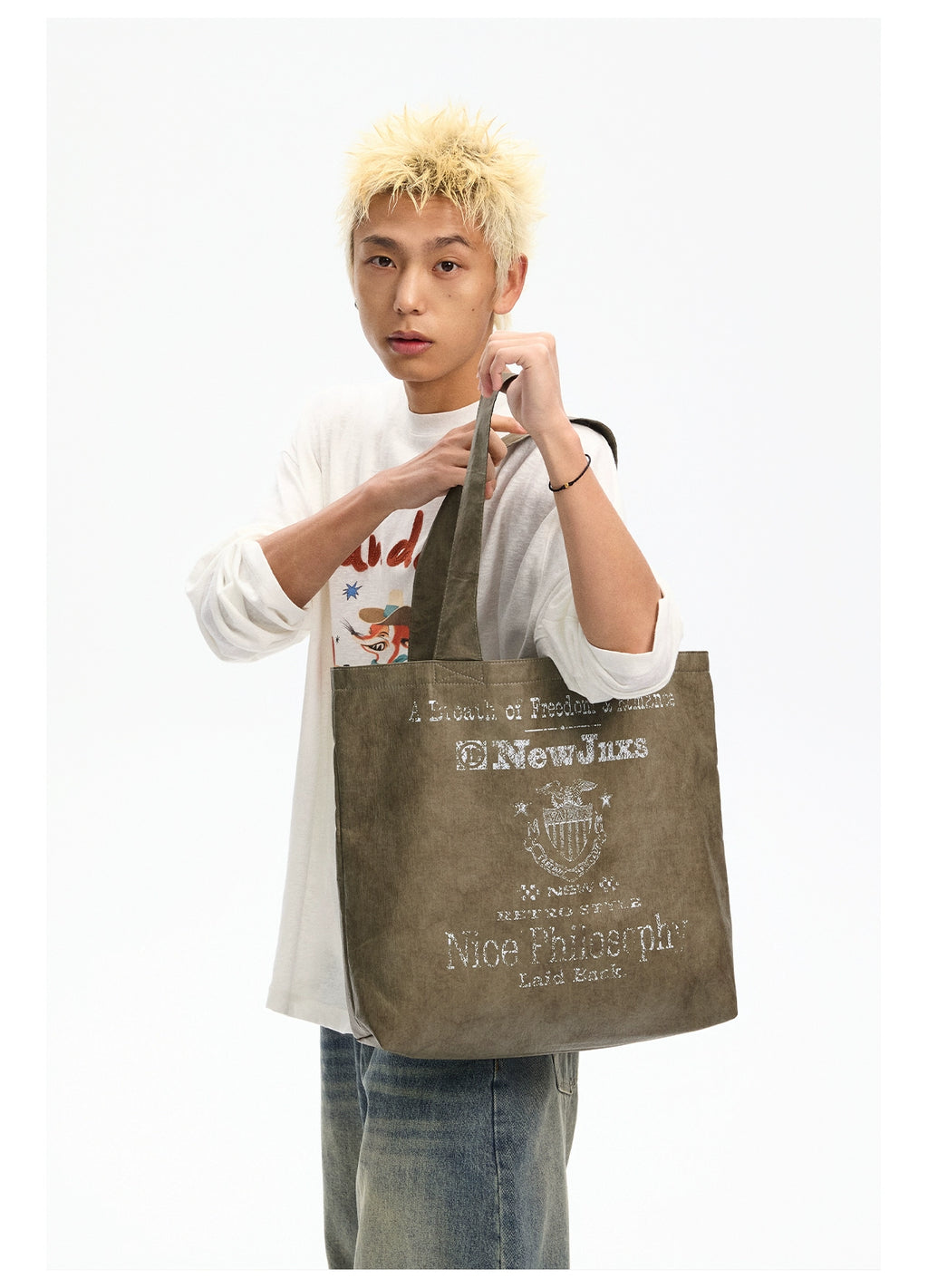 NewJNXS Fuzzy Printed Tote Bag