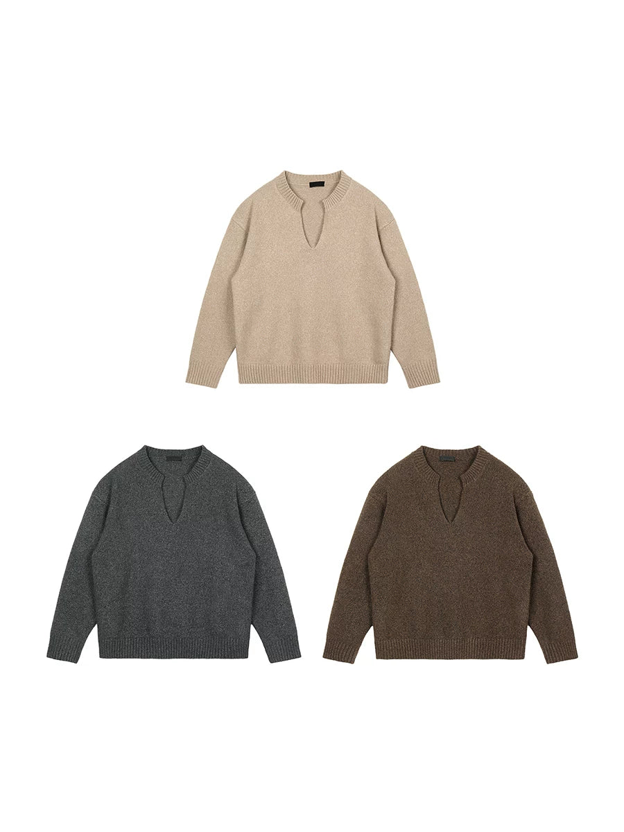 Plus No Logo V Neck Soft and Warm Knitting Shirt