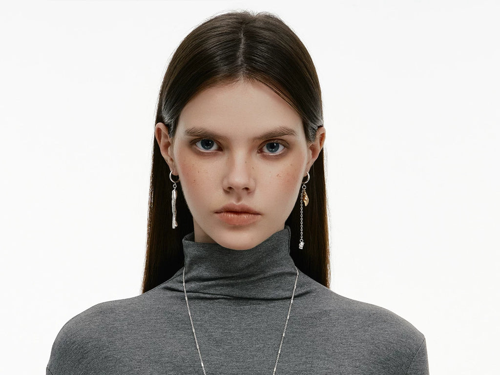 SUMIYAKI Old Retro Long Asymmetrical Earrings