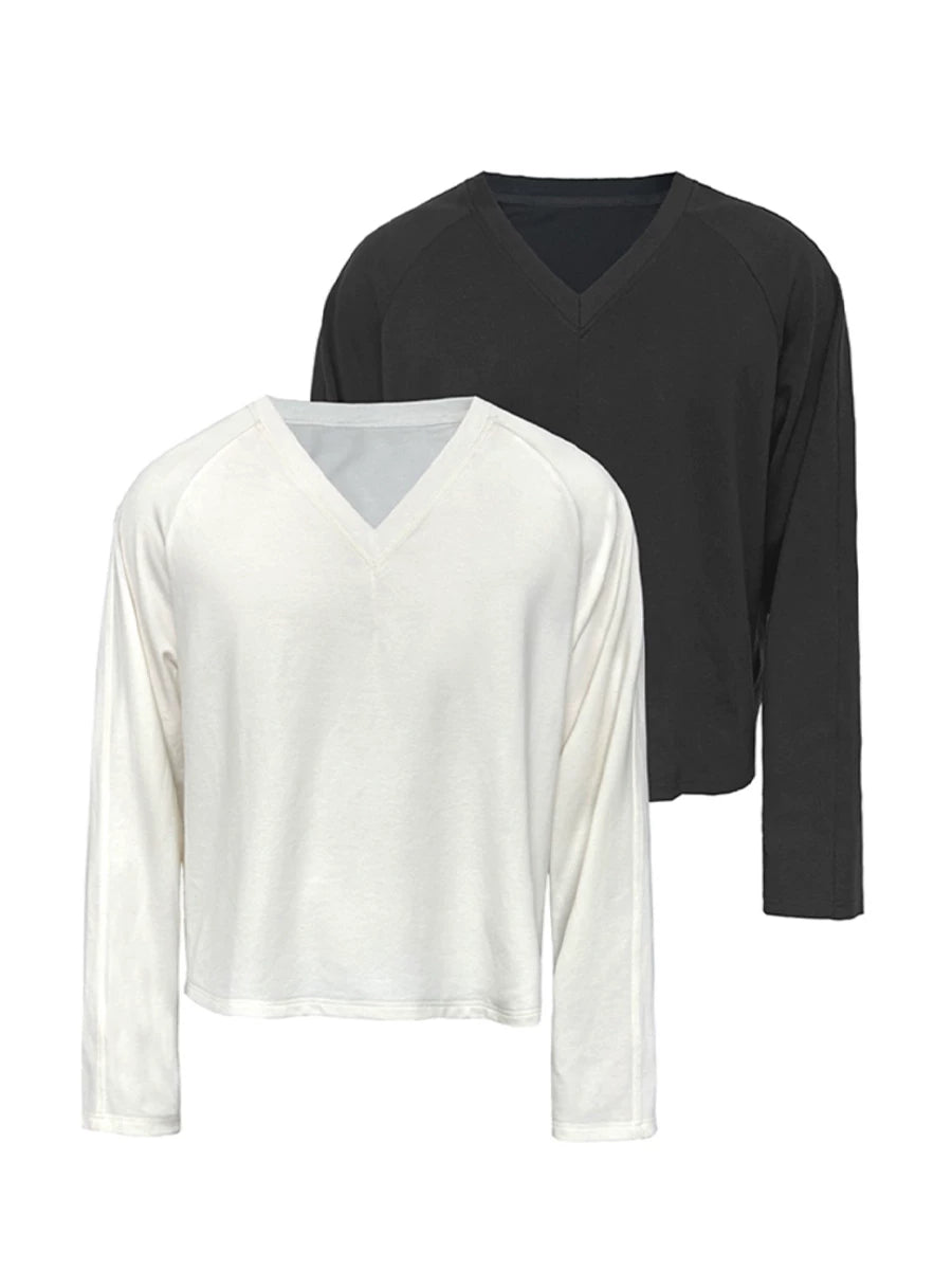 JCAESAR Big V-neck Daily Lazy Long Sleeves
