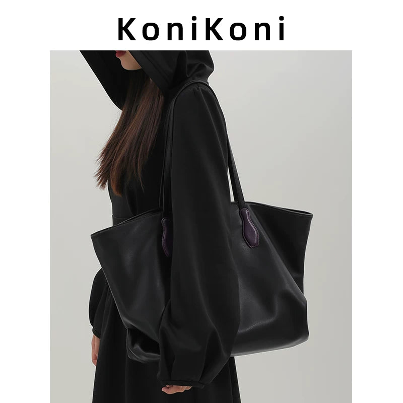 KoniKoni Leather Large Capacity Shoulder Bag
