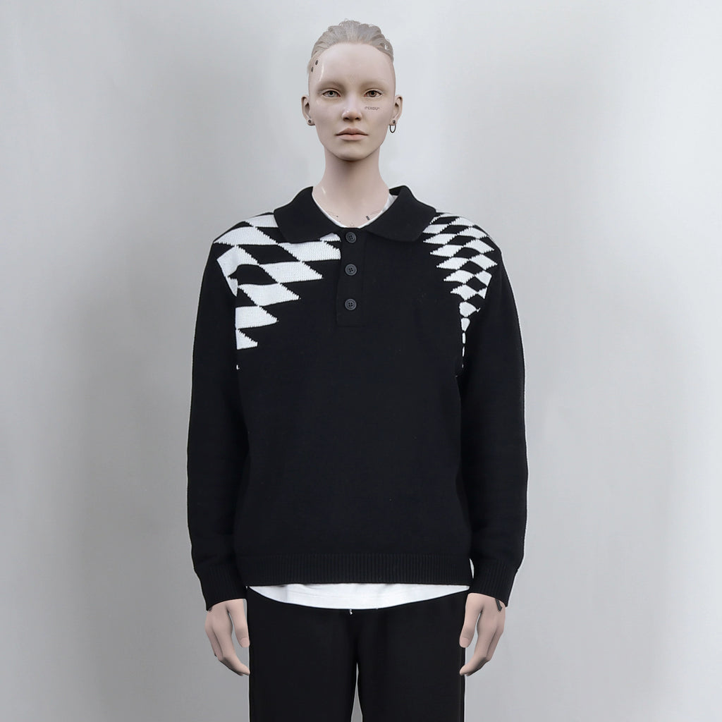 PERDU Rhombus Contrasting Polo Shirt