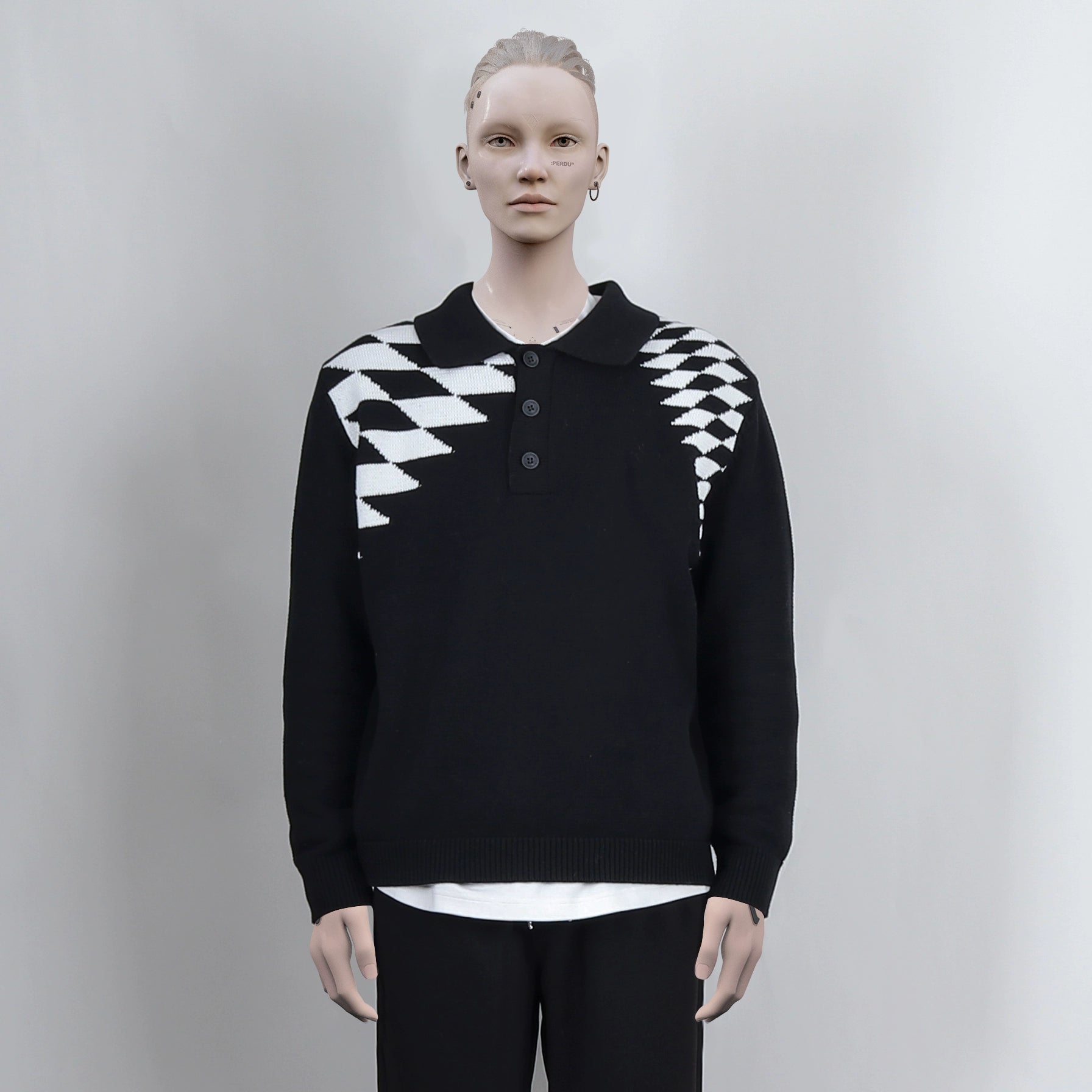 PERDU Rhombus Contrasting Polo Shirt