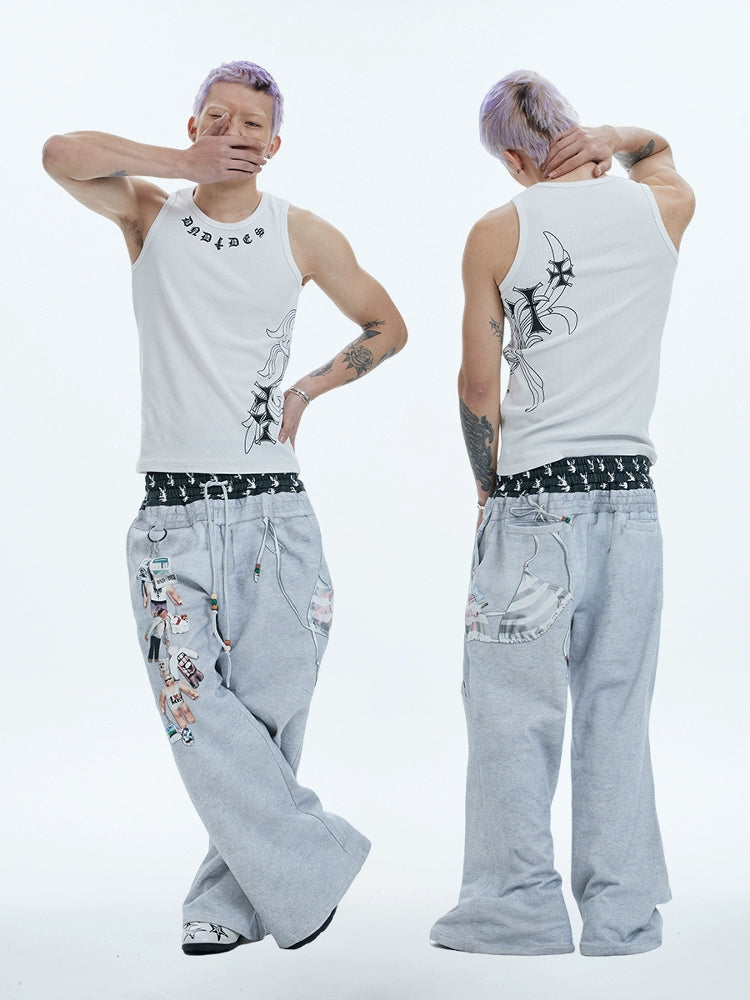 DND4DES Double Waist Bikini Digital Printing Loose Micro Sweatpants