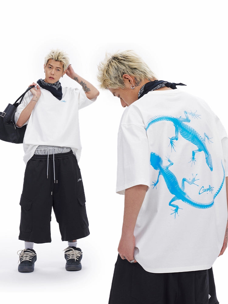 CoosRetro Retro Back Gecko Print Logo Tee