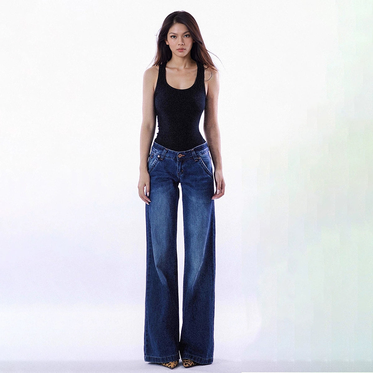 SHESEEK Vintage Spice Girl Low Waist Skinny Straight Jeans