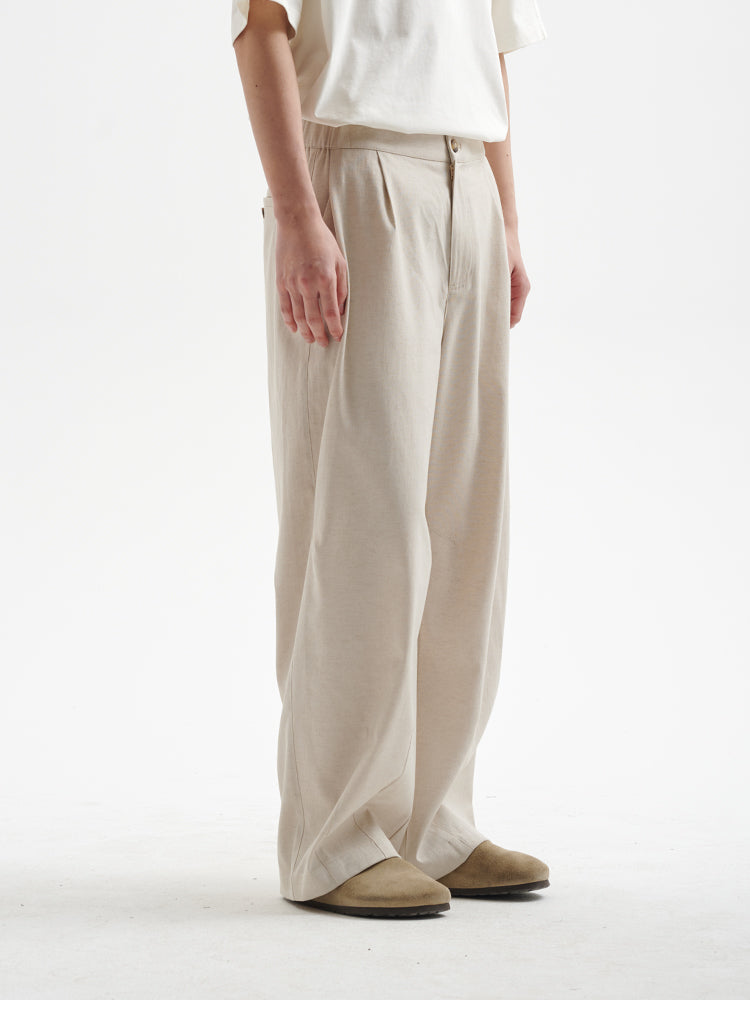 BUTTBILL 25SS Vintage Solona cotton and linen wide-leg cool Pants