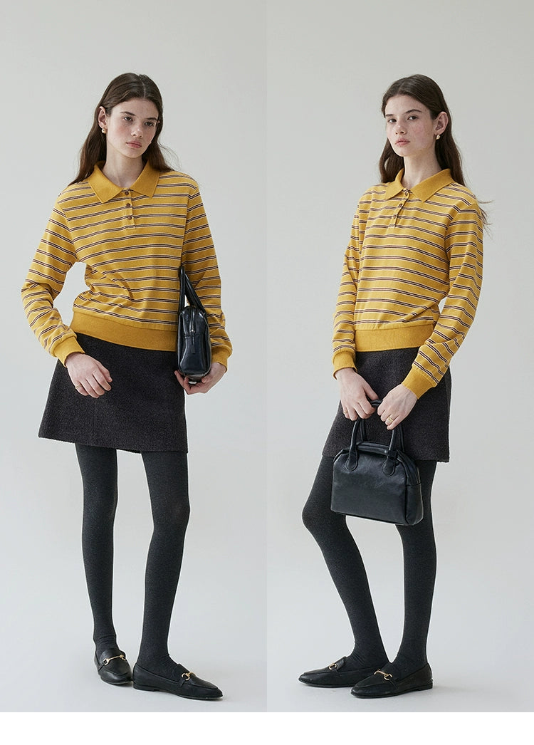 VOOE Contrast Stripes Loose Long Sleeves