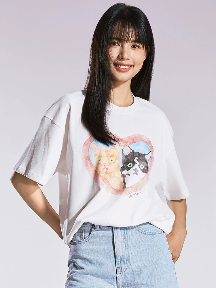 Remedy Cat Loose Round Neck Tee