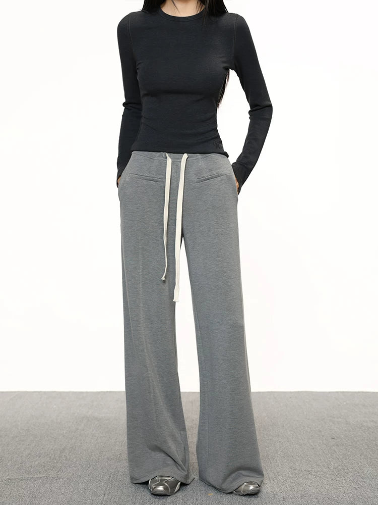 Cherrymelody Vintage High Waist Wide Leg Casual Straight Sweatpants