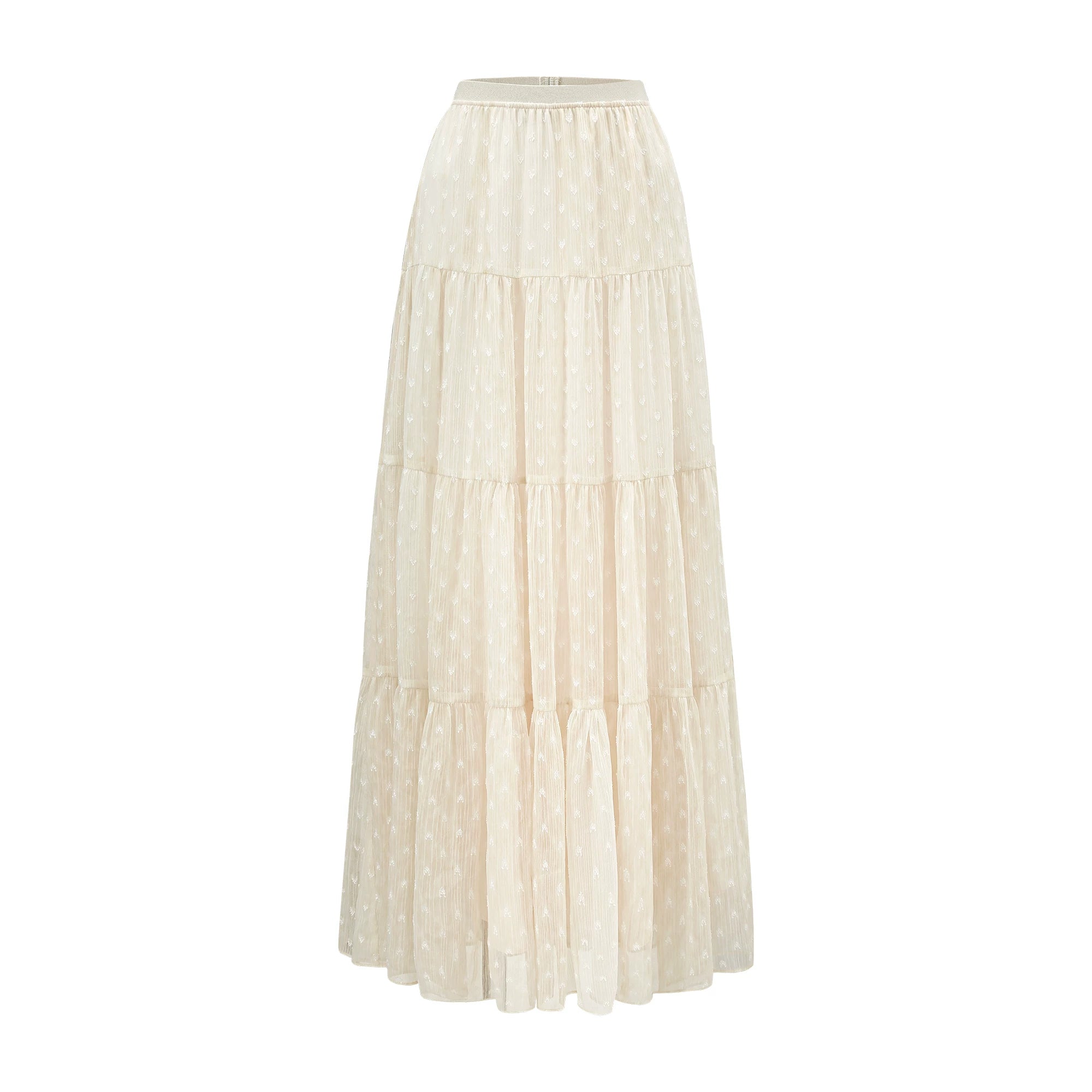 Barb Chill Suspender Chiffon Jacquard Long Skirt