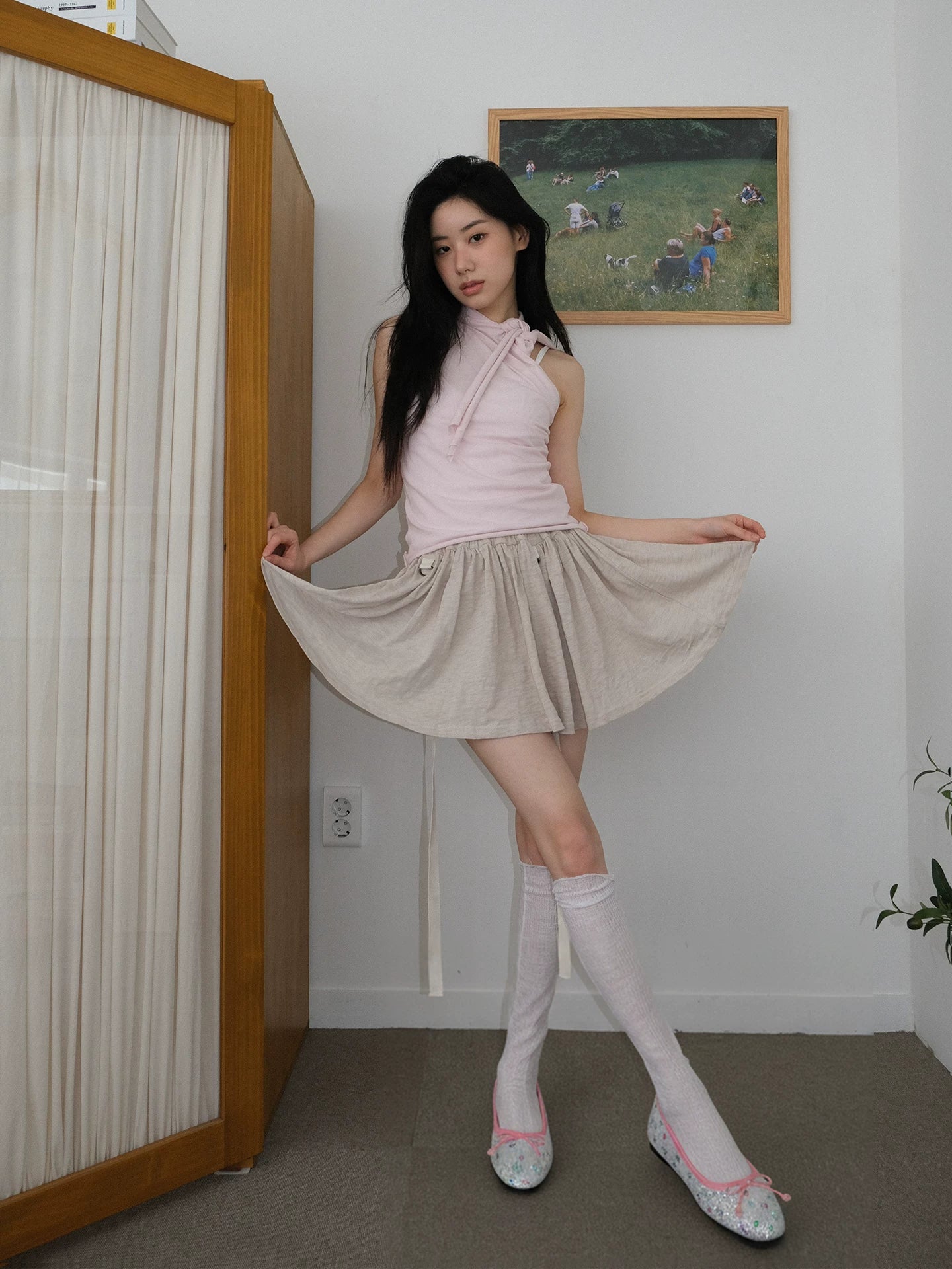 Mooreyu Round Head Light Mouth Bow Soft Sole Flats