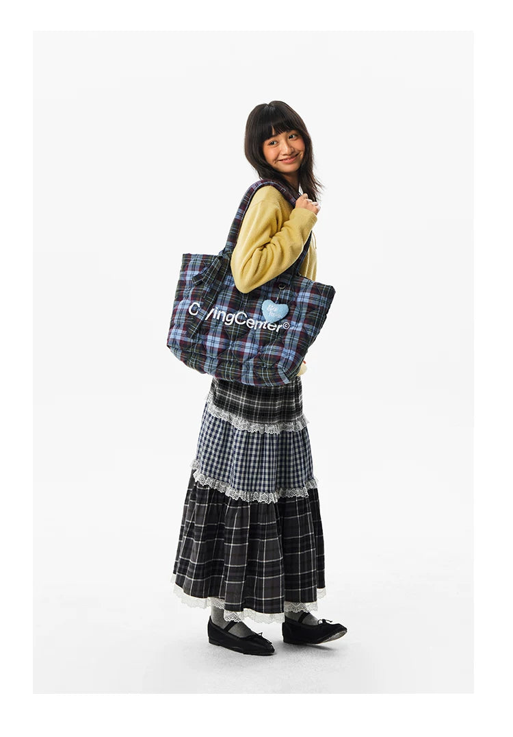 CryingCenter Vintage Checked Tote Bag