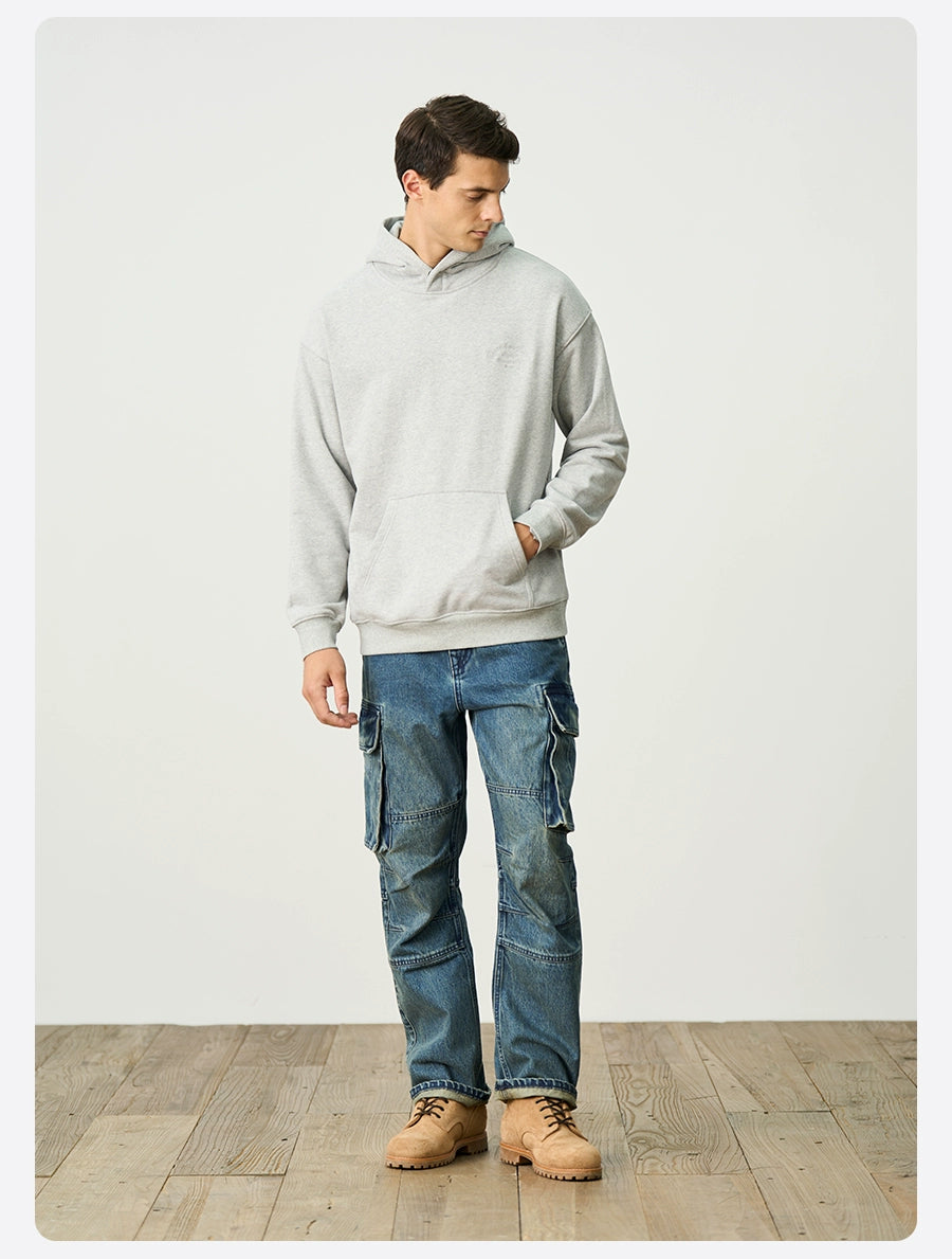 SIMWOOD Alphabet Embroidered Casual Hooded Sweater