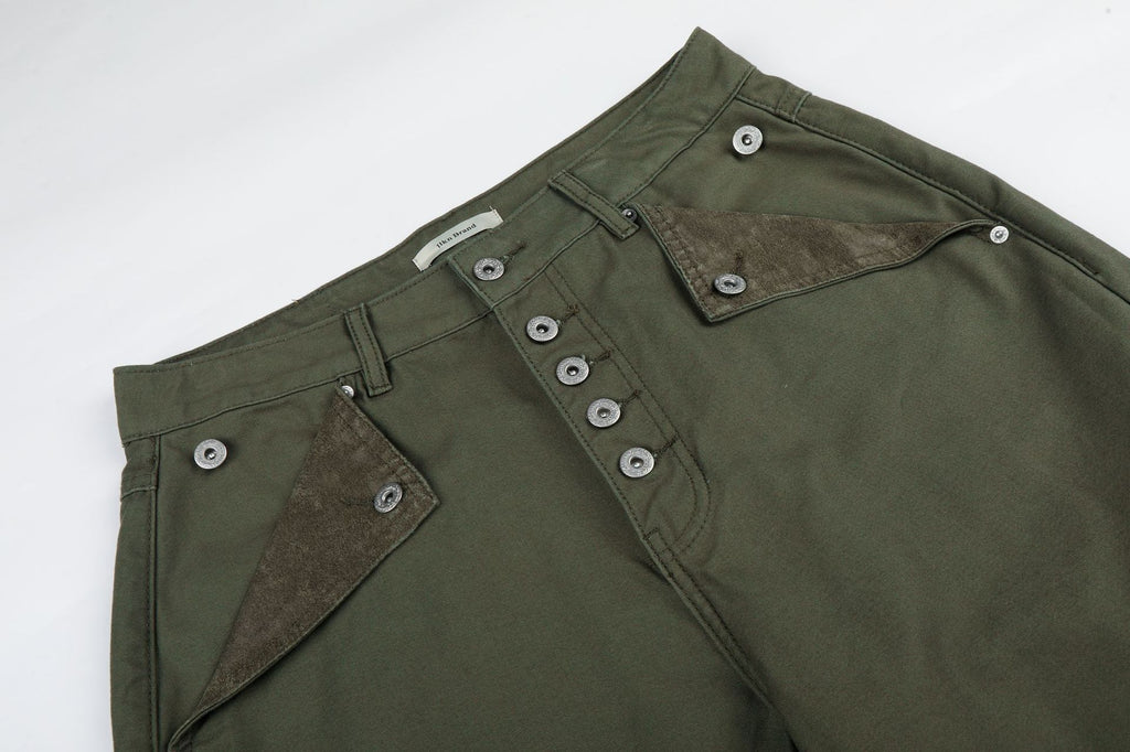 11KN Vintage Spliced Pocket Loose Wide Leg Casual Pants