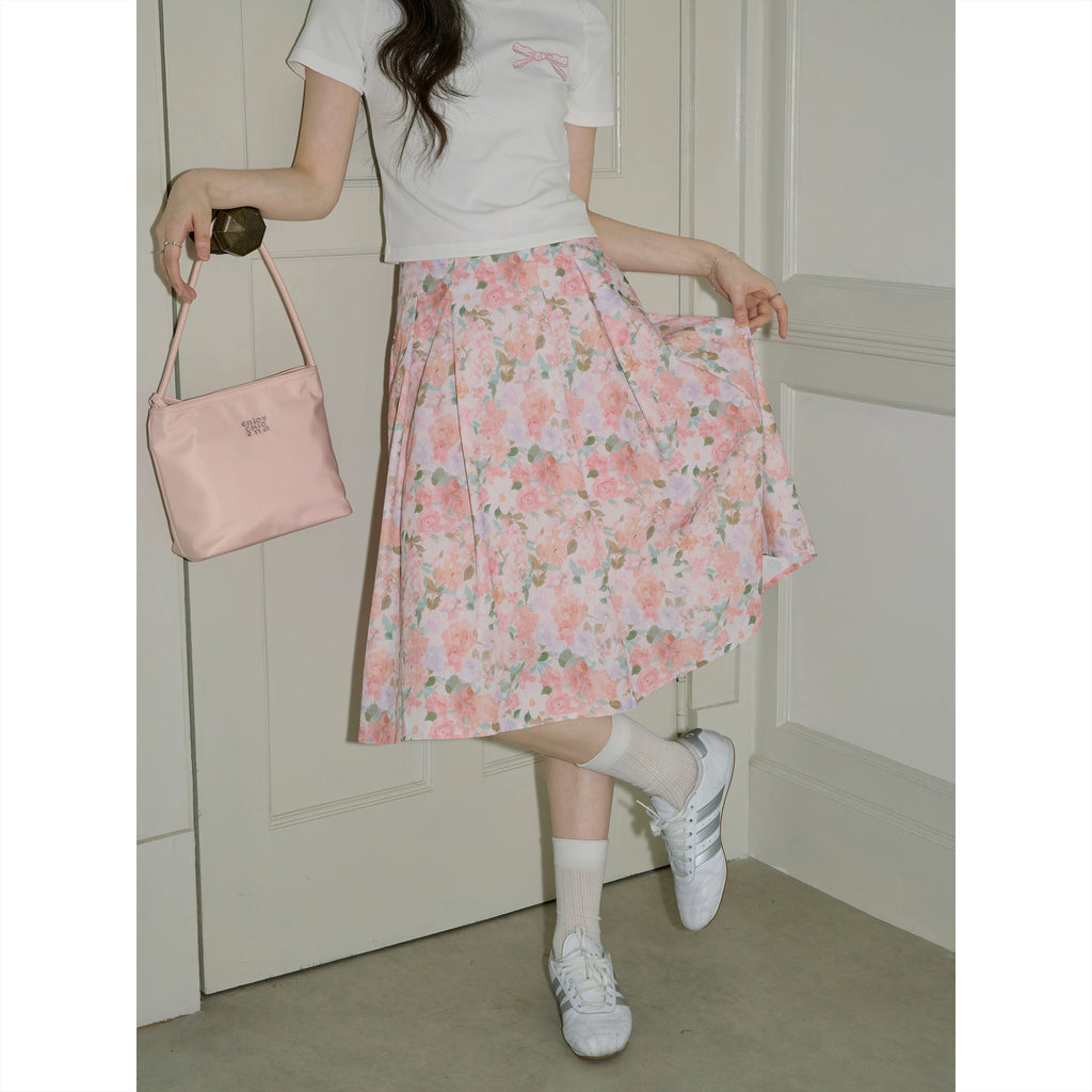 XUJING High Waist and Thin Temperament Floral Skirt