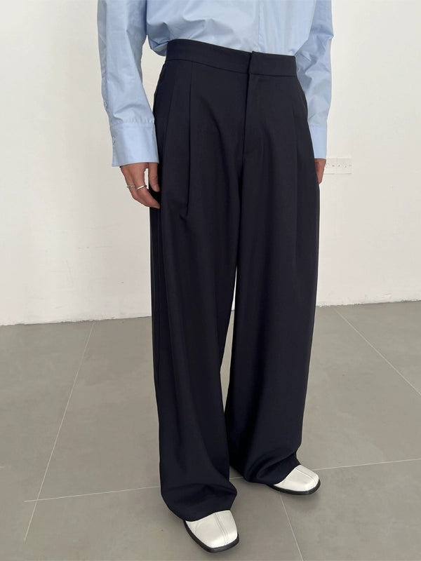 COLN Loose Straight Multi-pleated Casual Trousers