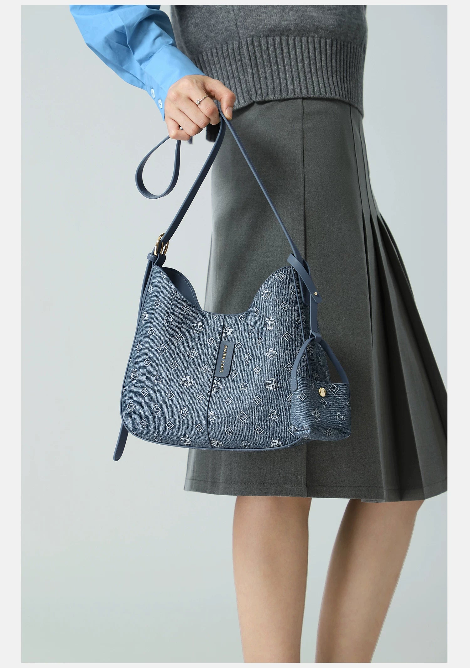 Masha Lanti Denim Large Capacity Underarm Bag