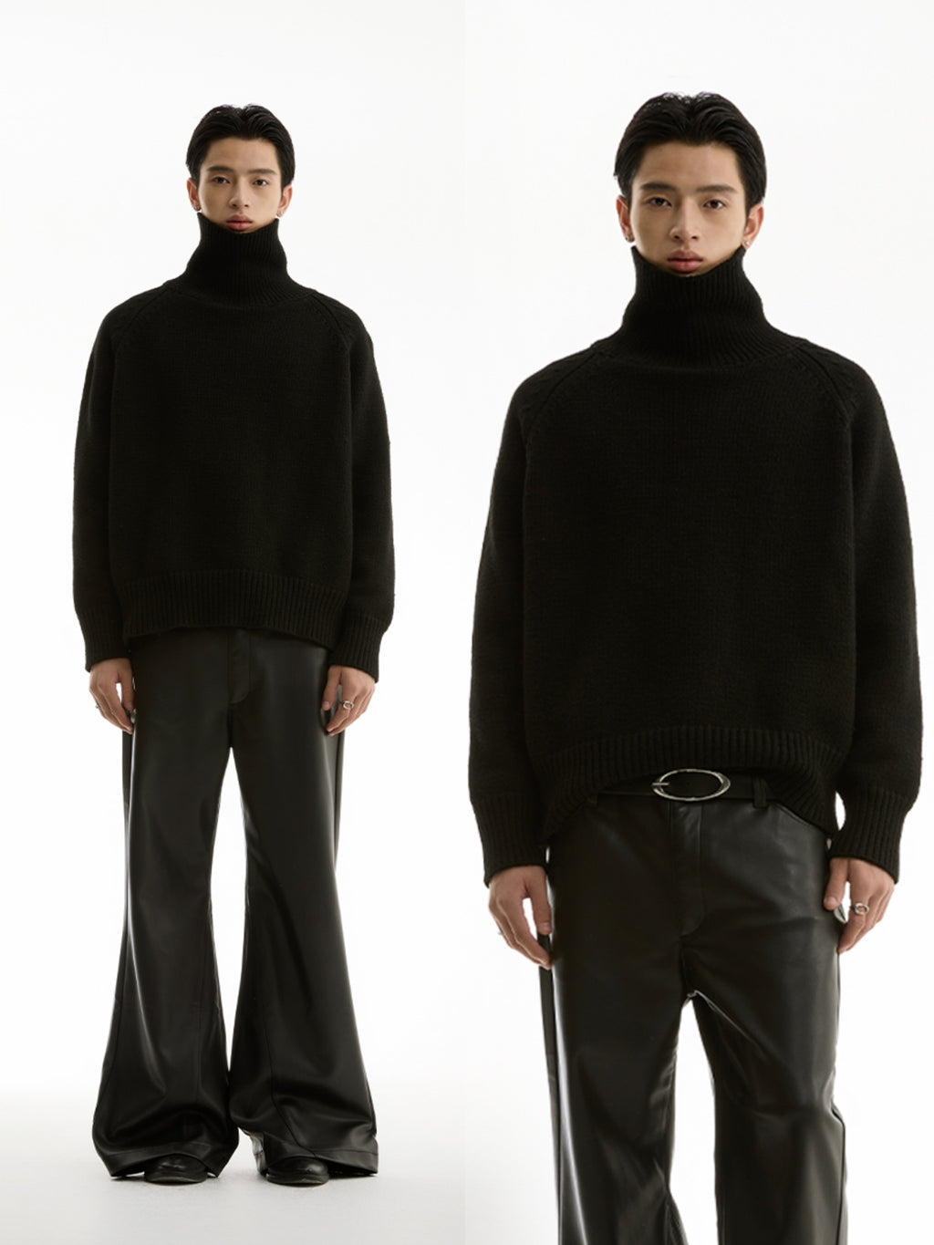 FUNKYFUN Loose-sleeved Turtleneck Knitted Sweater