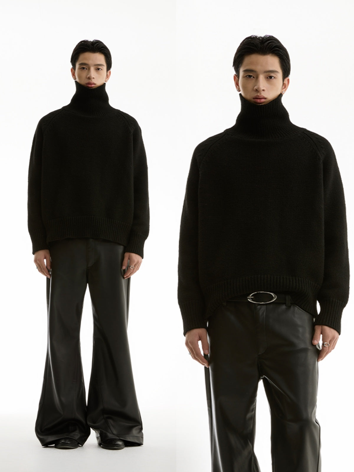 FUNKYFUN Loose-sleeved Turtleneck Knitted Sweater