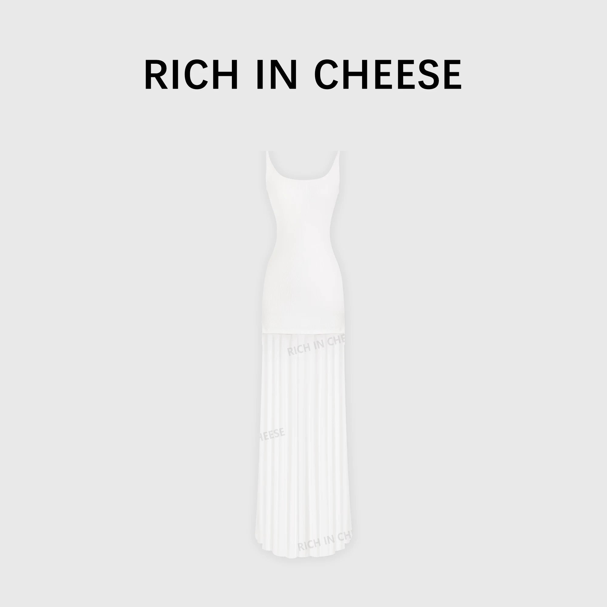 RICH IN CHEESE Stitched Fishtail Mesh Waist Dress