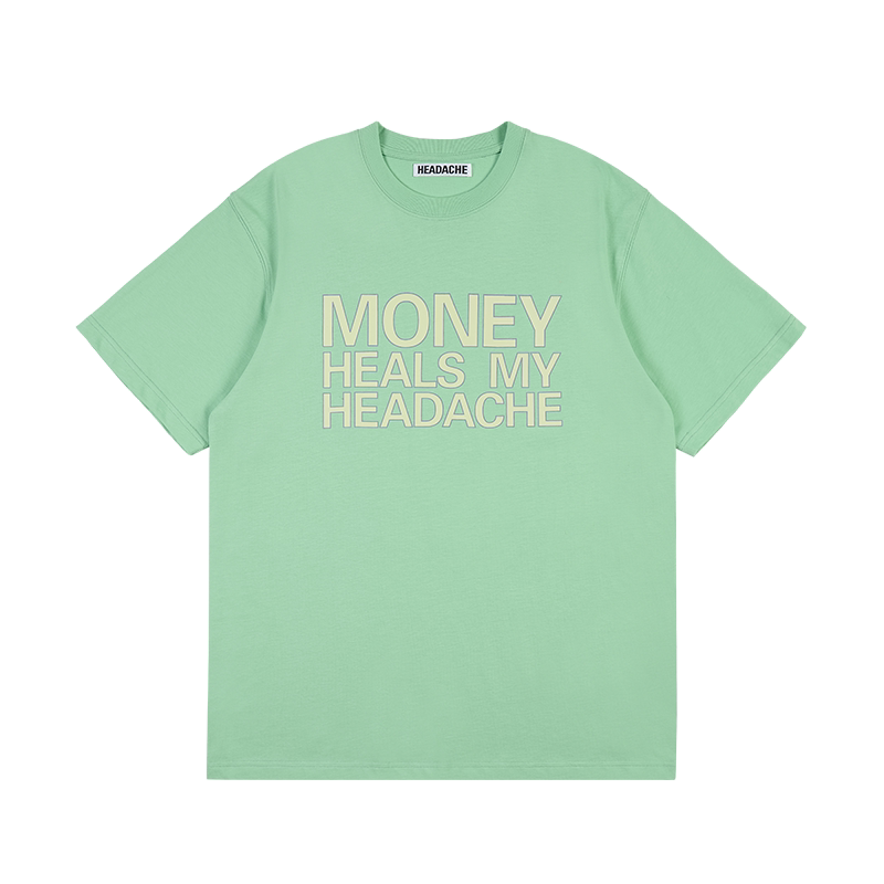 HEADACHE Bold Letter Print Round Neck Tee