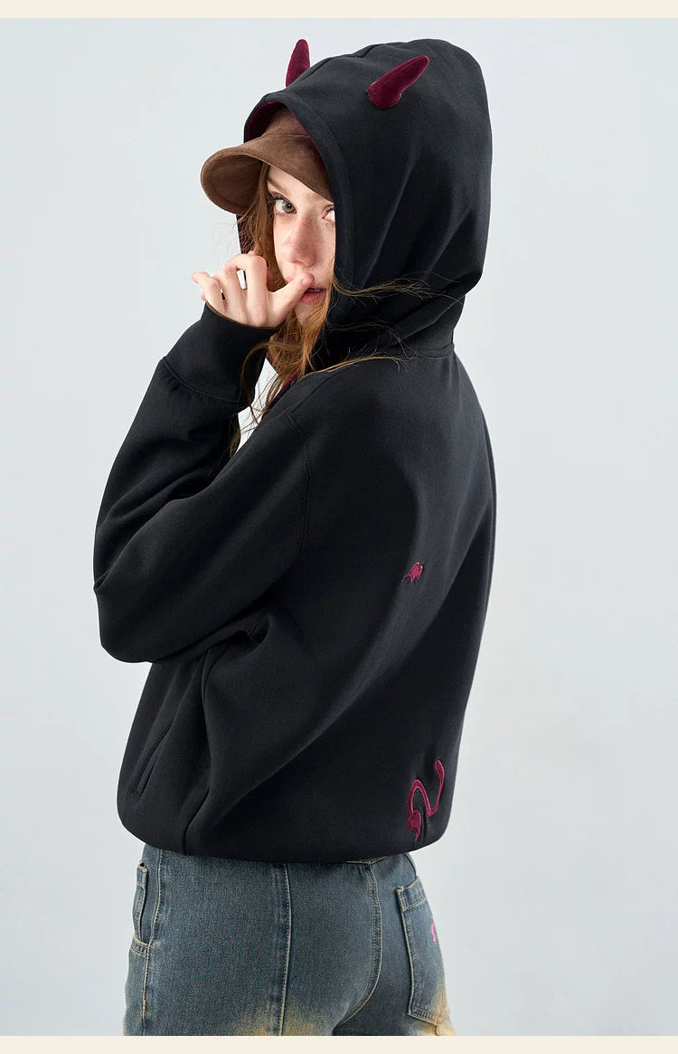 BJHG Little Devil Hooded Cardigan Sweater
