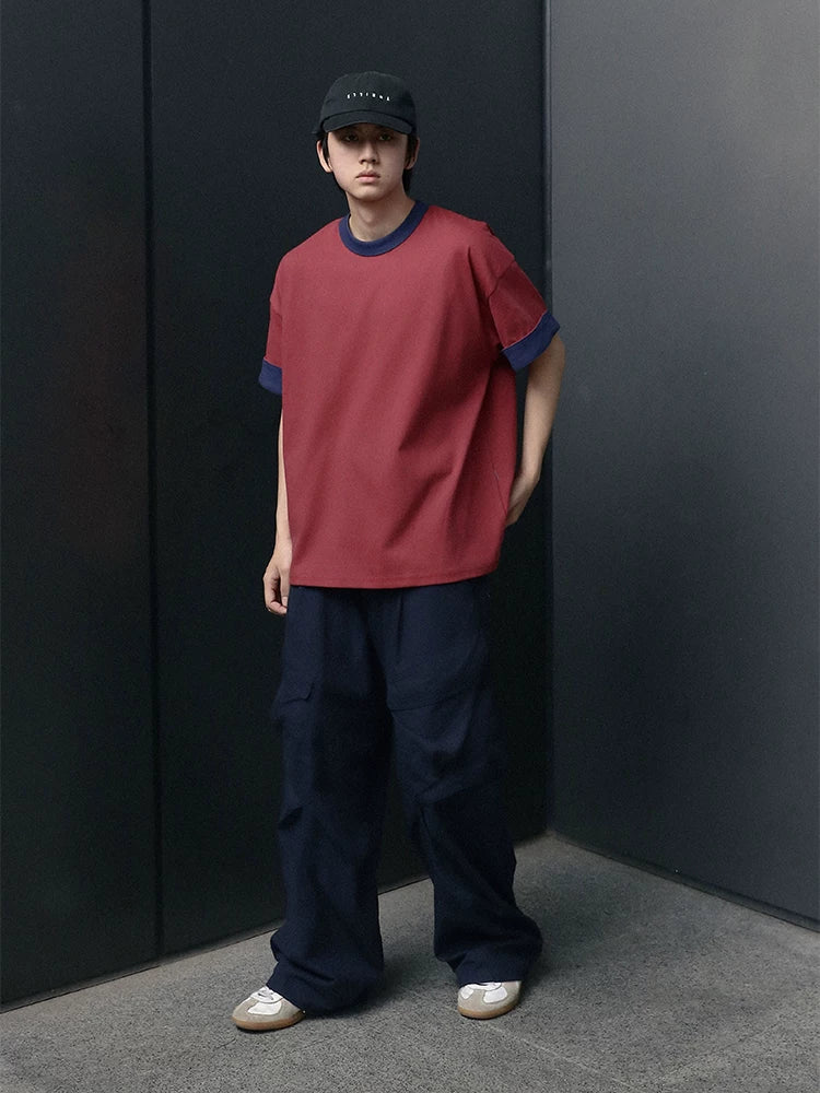 BPCALL Vintage Casual Flip Sleeve Tee