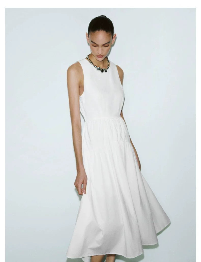 URBAN REVIVO French Back Hollow Lace-Up Sleeveless Dress