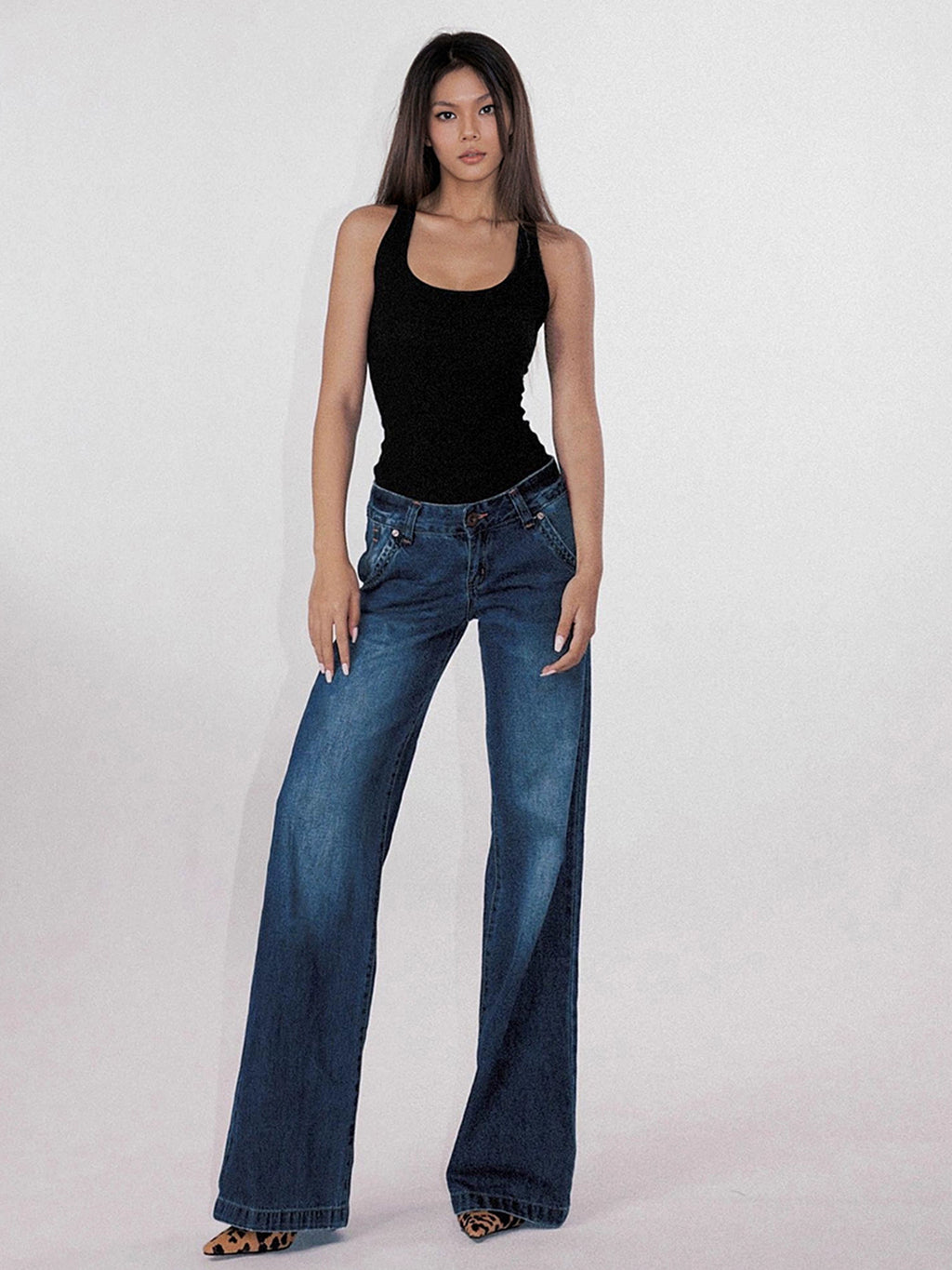 SHESEEK Vintage Spice Girl Low Waist Skinny Straight Jeans