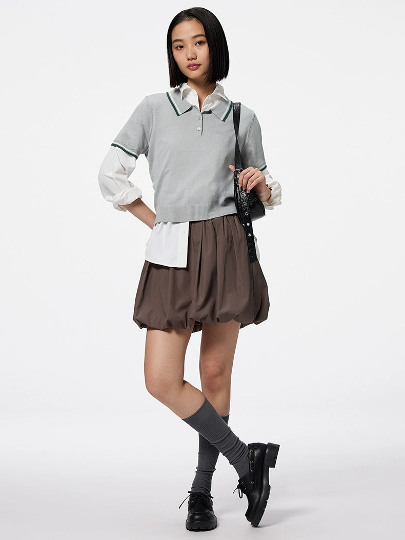 GU Striped Lightweight POLO Knitted Sweater