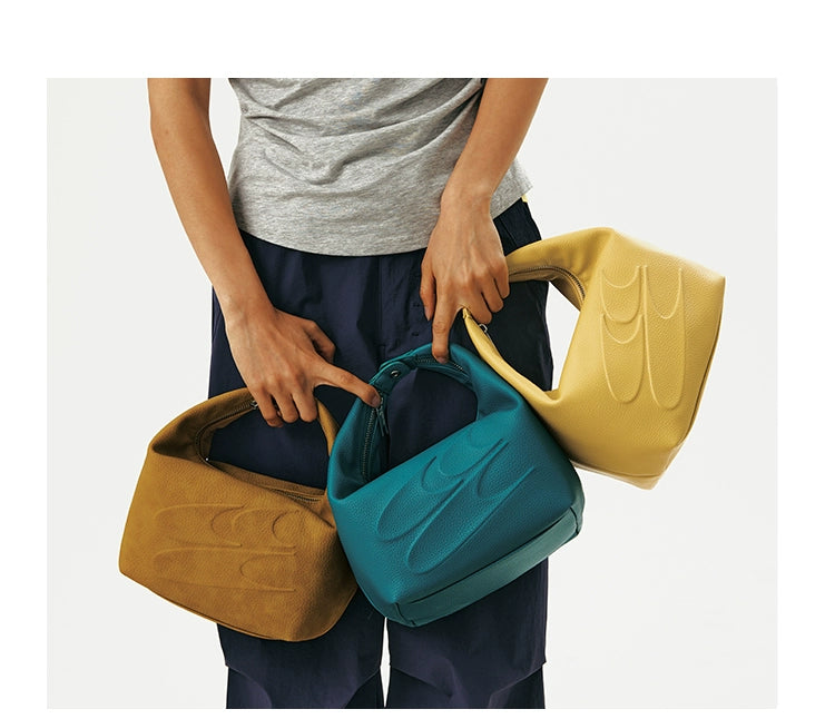 CryingCenter Lychee Pattern Matte Leather Portable Logo Leather Bag